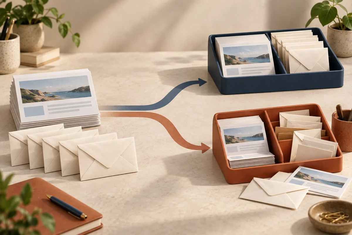 Conceptual illustration of website files and mail moving toward two alternative hosting destinations
